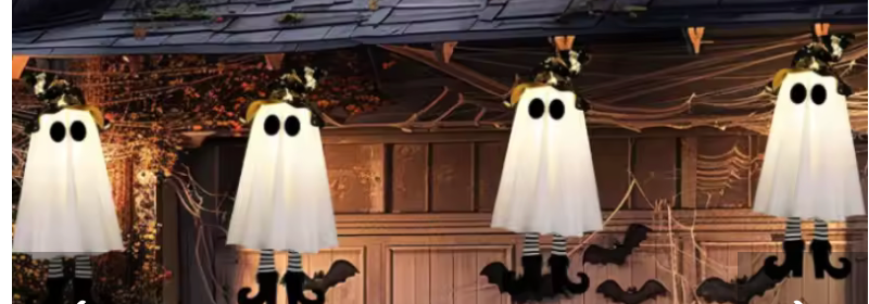 Light-Up Witch Ghost Decor