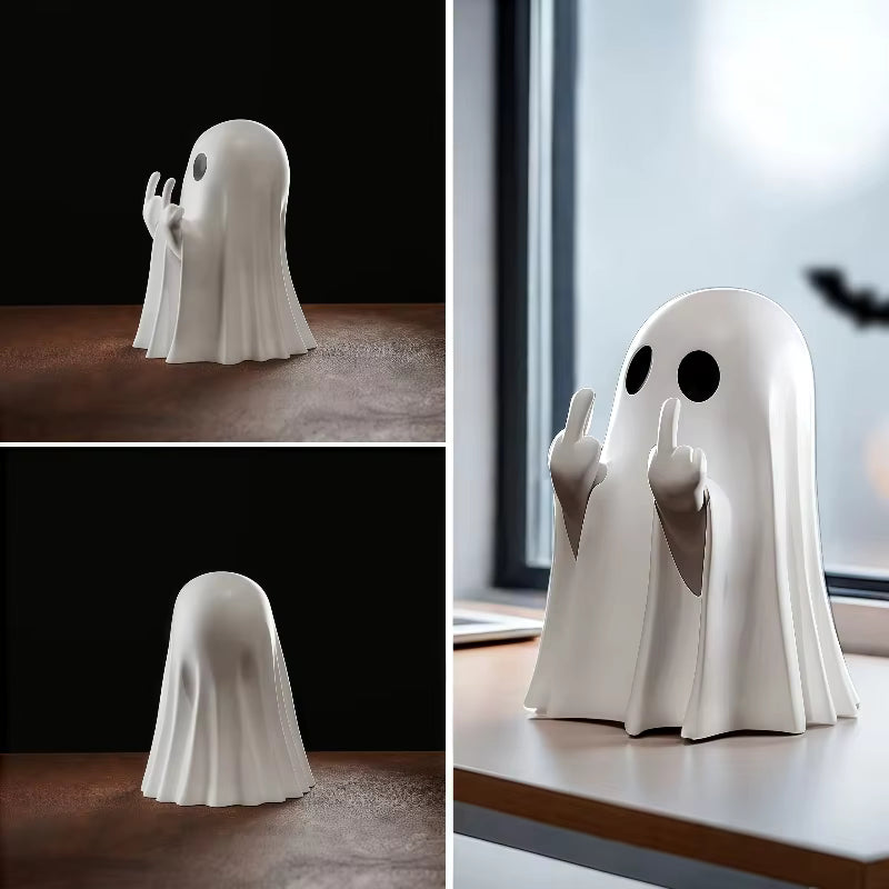 Middle Finger Cute Ghost Sculpture Desktop Home Decor