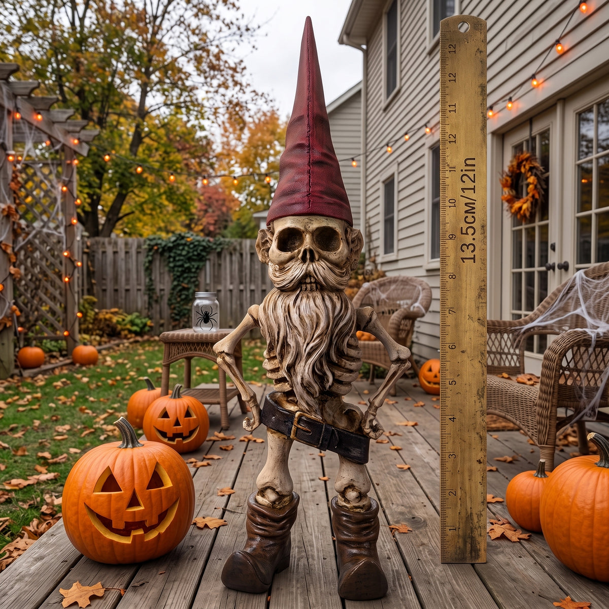 Scary Skeleton Gnome Halloween Party Decoration