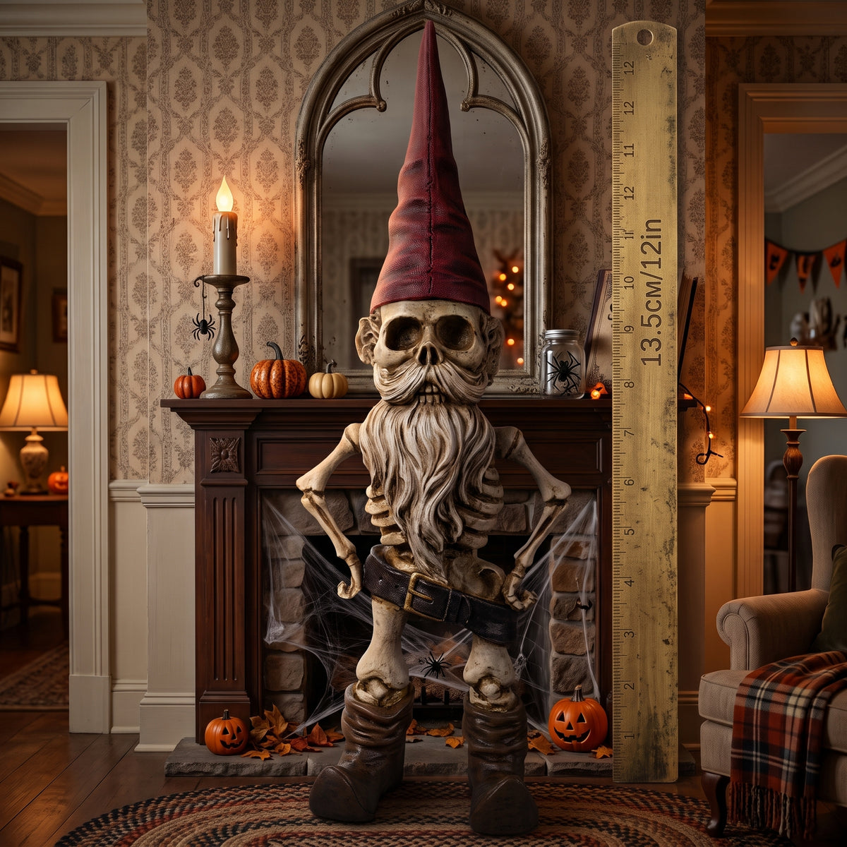 Scary Skeleton Gnome Halloween Party Decoration