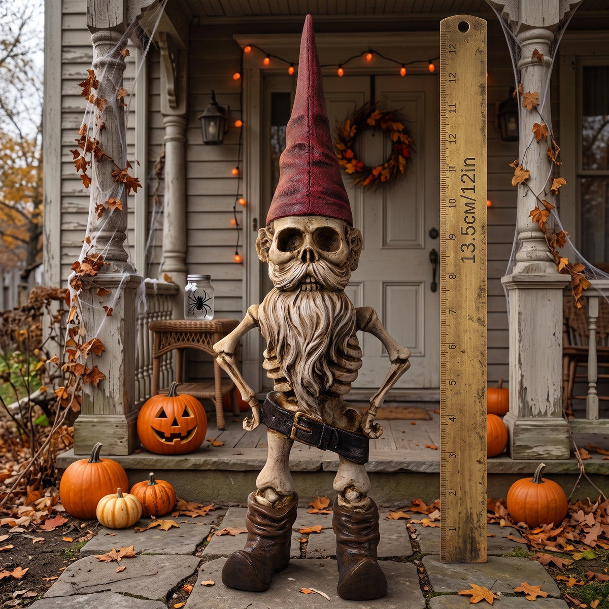Scary Skeleton Gnome Halloween Party Decoration