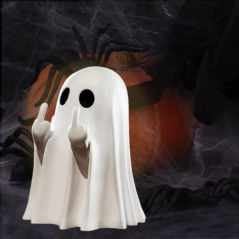 Middle Finger Cute Ghost Sculpture Desktop Home Decor